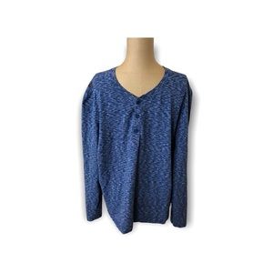 Rhone 1/4 Button Henley Pima Cotton Top Blue Size xl